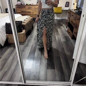 Floral Black and White Women's Skirt